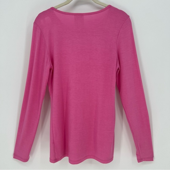 Vocal Top Womens Pink Long Sleeve Cut Out Neckline with Rhinestones Soft Stretch - Picture 5 of 10